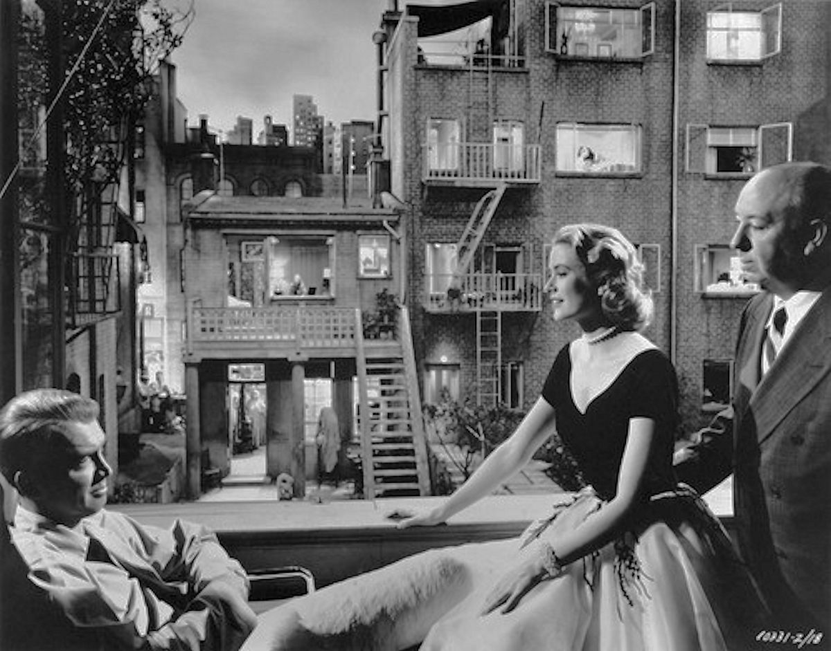 Alfred Hitchcock w/James Stewart, Grace Kelly | Rear Window (1954)