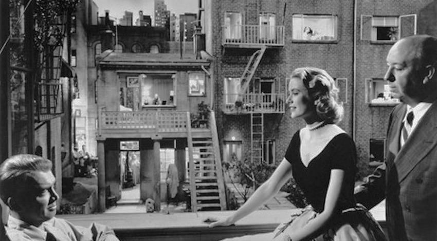 Alfred Hitchcock w/James Stewart, Grace Kelly | Rear Window (1954)